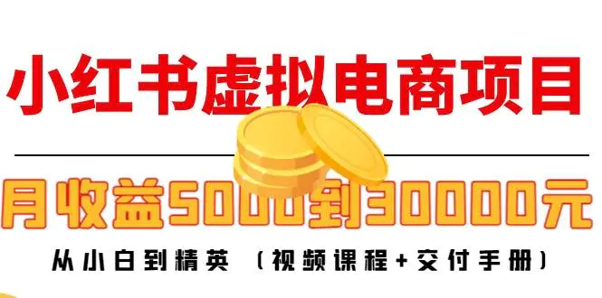 小红书虚拟电商项目:从小白到精英 月收益5000到30000 (视频课程+交付手册)