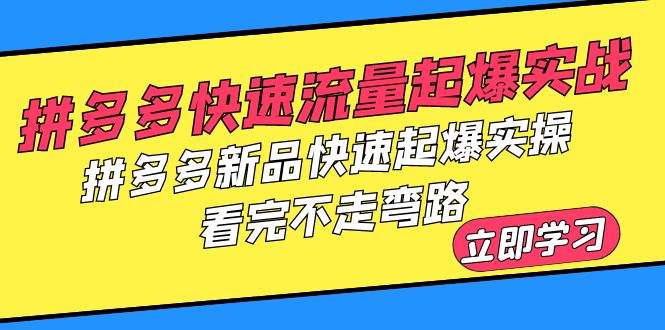 拼多多快速流量起爆实战，拼多多新品快速起爆实操，看完不走弯路