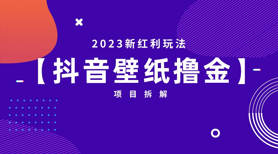 2023抖音壁纸小程序撸金项目拆解