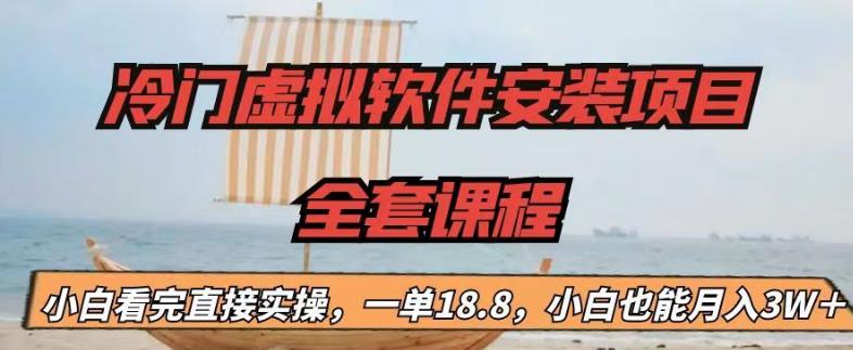 冷门虚拟软件安装项目,一单18.8,小白也能月入3W+