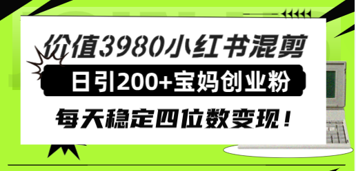 小红书混剪日引200+宝妈创业粉,每天稳定四位数变现!