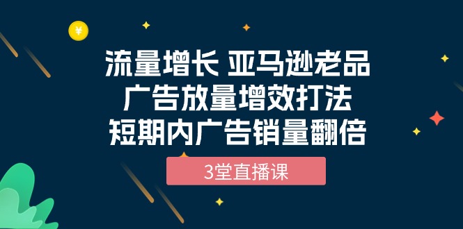 亚马逊老品广告放量增效打法，短期内广告销量翻倍（3堂直播课）