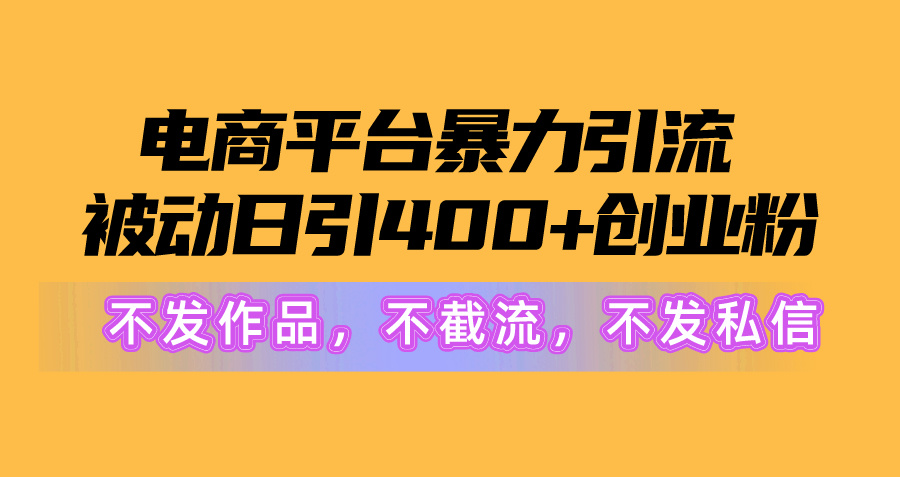 电商平台暴力引流,被动日引400+创业粉不发作品,不截流,不发私信