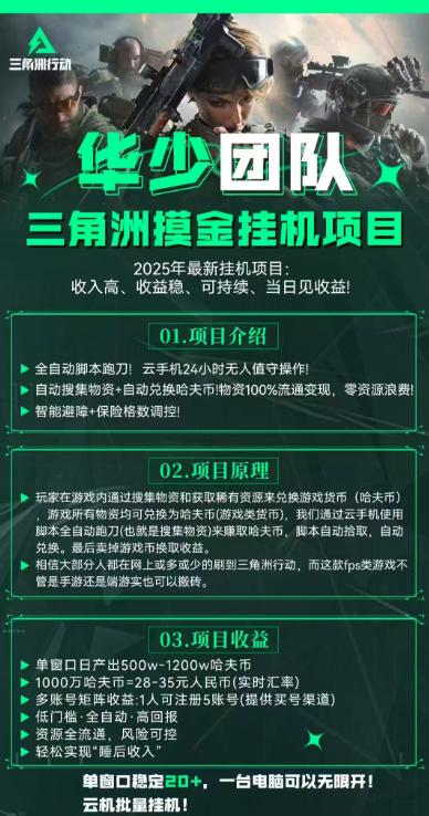最新三角洲S7全自动跑刀打金挂机项目，号称单窗口稳定30+【挂机脚本+使用教程】