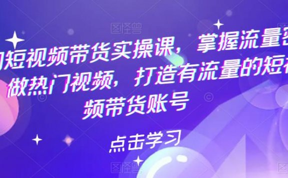 热门短视频带货实战 掌握流量密码做热门视频 怎么打造有流量的短视频带货账号