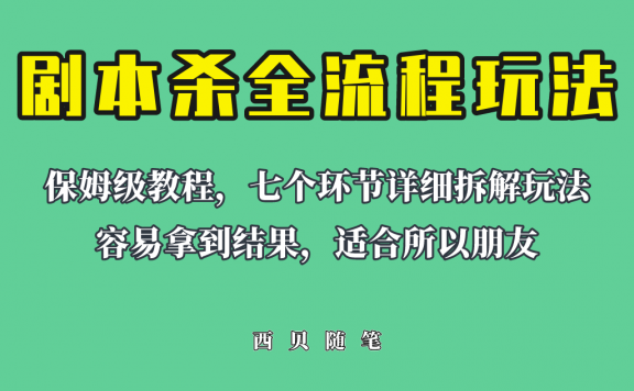 适合所有朋友的剧本杀全流程玩法,虚拟资源单天200-500收益!