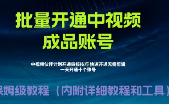 暴力开通中视频计划教程，附快速通过中视频伙伴计划的办法