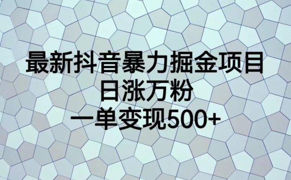 最新抖音暴力掘金项目,日涨万粉,一单变现500+