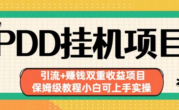 拼多多挂机项目 引流+赚钱双重收益项目(保姆级教程小白可上手实操)