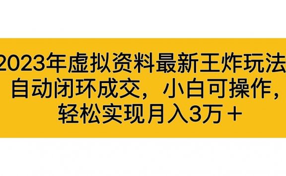 2023年虚拟资料最新王炸玩法,自动闭环成交,小白可操作,轻松实现月入3万+