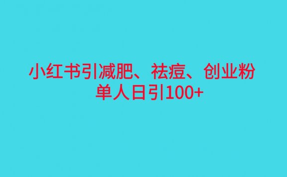 小红书精准引流,减肥、祛痘、创业粉单人日引100+(附软件)