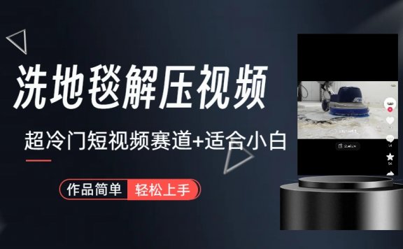 超冷门抖音短视频赛道-清洗地毯解压视频-简单无脑怼作品(教程+素材)