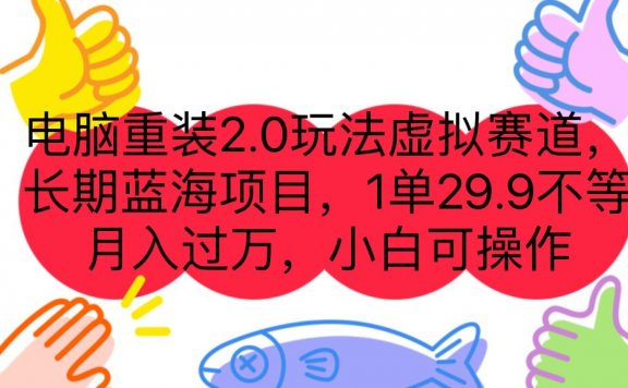 电脑重装2.0玩法虚拟赛道,长期蓝海项目,一单29.9不等,月入过万,小白可操作