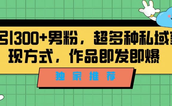 日引300+男粉,超多种私域变现方式,作品即发即报