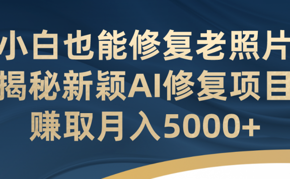 揭秘新颖AI修复项目,小白也能修复老照片!赚取月入5000+