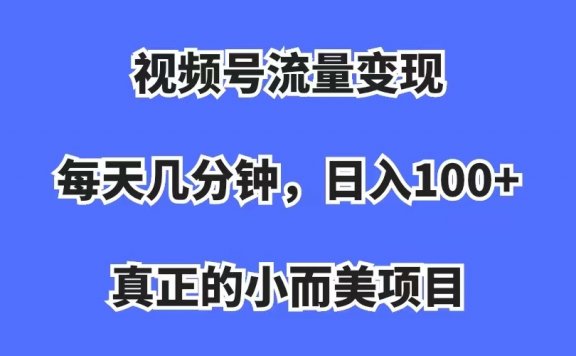 视频号流量变现，每天几分钟，收入100+，真正的小而美项目