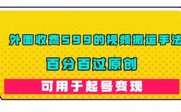 视频搬运手法，百分百过原创，可用起号变现