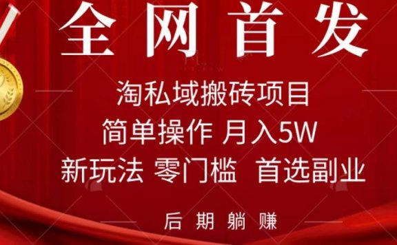 淘私域搬砖项目,利用信息差月入5W,每天无脑操作1小时,后期躺赚