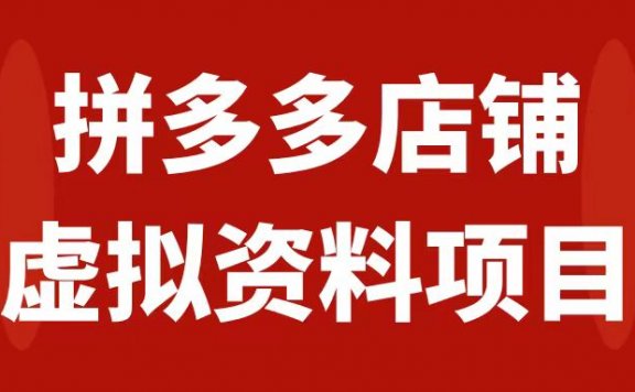 拼多多店铺虚拟项目,教科书式操作玩法,轻松月入1000+