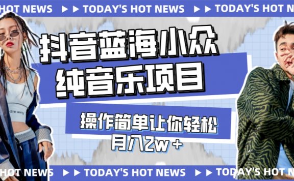 宝藏细分领域,抖音蓝海小众纯音乐项目,操作简单让你轻松月入2w+