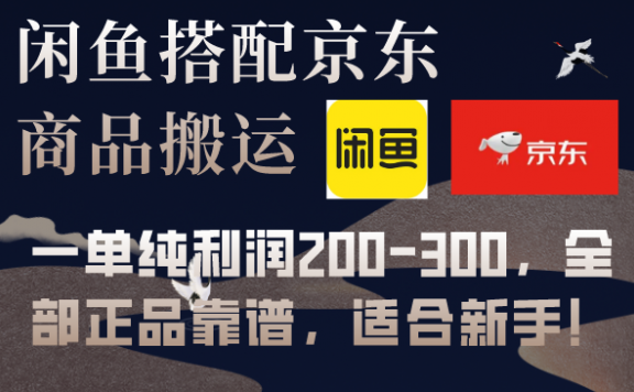 闲鱼搭配京东备份库搬运，一单纯利润200-300，全部正品靠谱，适合新手！