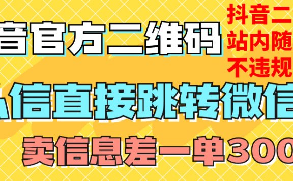抖音二维码直跳微信技术!站内无限发不违规!