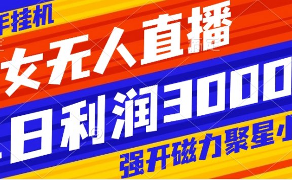 快手挂机项目,美女无人直播,强开磁力聚星小铃铛,日入3000+