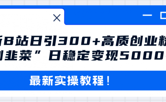 最新B站日引300+高质创业粉教程!“割韭菜”日稳定变现5000+!