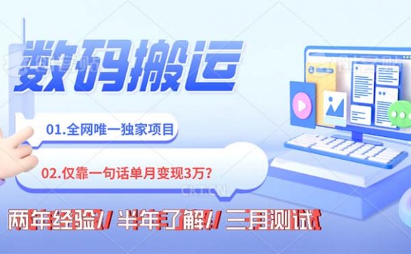 数码搬运项目,年底最火持久副业,仅靠一句话一月变现3W?
