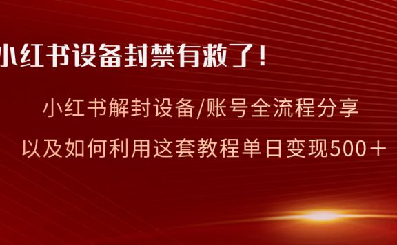 小红书设备及账号解封全流程分享,亲测有效,以及如何利用教程变现