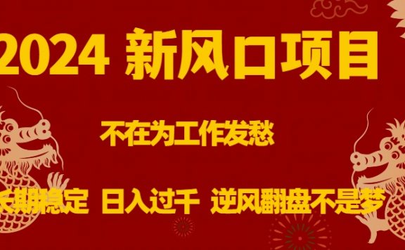 2024新风口项目,不在为工作发愁,长期稳定,日入过千 逆风翻盘不是梦