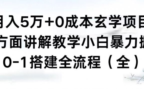 0成本玄学项目,全方面讲解教学,0-1搭建全流程(全)小白暴力掘金,月入5万+