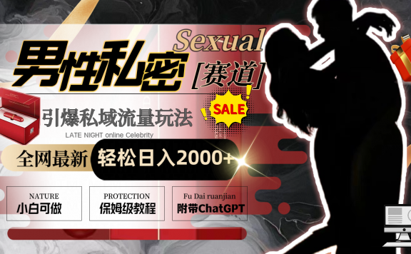 全网最新男性私密赛道玩法,引爆私域流量,轻松日入2000+
