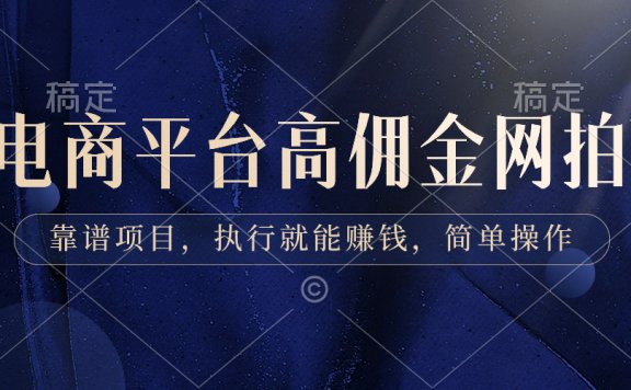 电商平台高佣金网拍,靠谱项目,执行就能赚钱,简单操作
