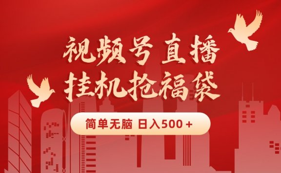 最新视频号直播挂机抢福袋项目,简单无脑,批量产出实物,轻松日入500+