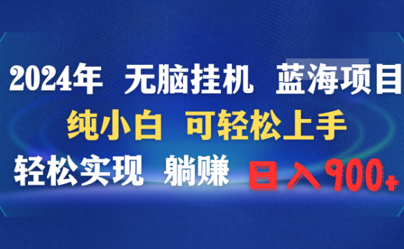 2024年无脑挂机蓝海项目 纯小白可轻松上手 轻松实现躺赚日入900+