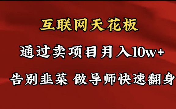 导师训练营互联网的天花板,让你告别韭菜,通过卖项目月入10w+