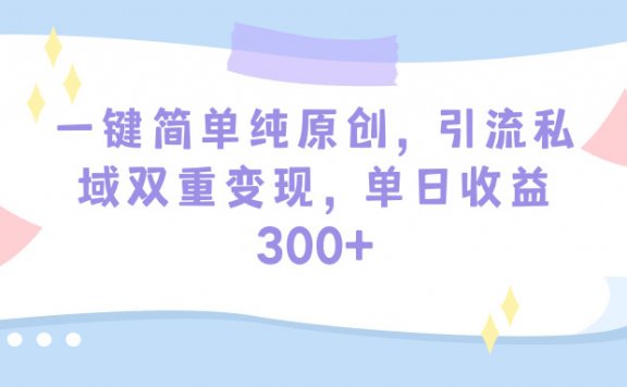 一键简单纯原创，引流私域双重变现，单日收益300+（教程+素材）