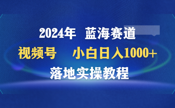 2024年视频号蓝海赛道,小白日入1000+,落地实操教程