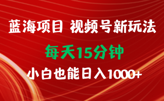 蓝海项目视频号新玩法,每天15分钟,小白也能日入1000+