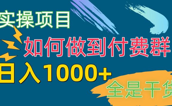 [实操项目]付费群赛道，日入1000+