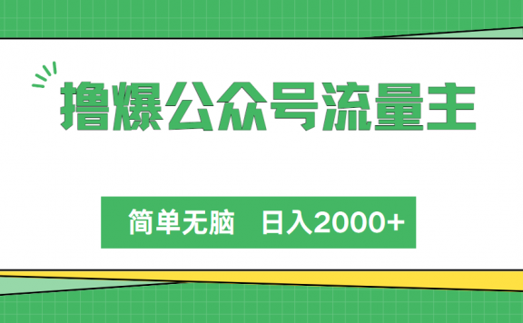 撸爆公众号流量主,简单无脑,单日变现2000+