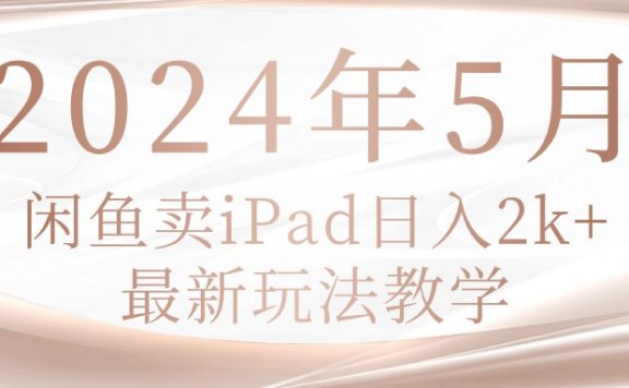 2024年5月闲鱼卖ipad日入2k,最新玩法教学