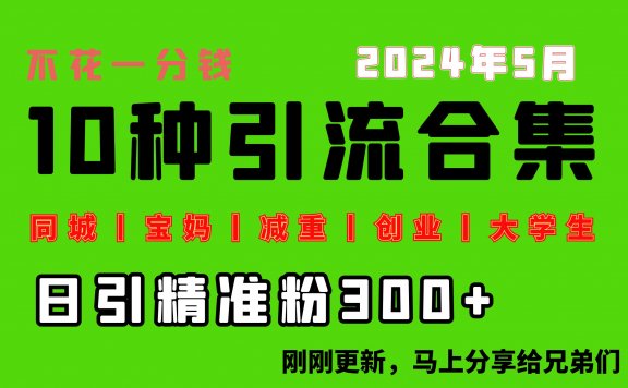 0投入，每天搞300+“同城、宝妈、减重、创业、大学生”等10大流量！