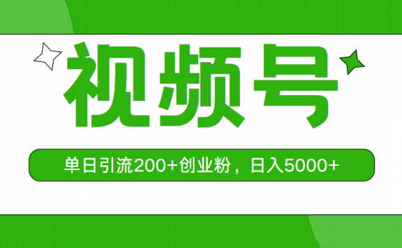 视频号单日引流200+创业粉,日入5000+
