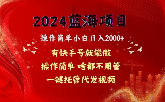 2024蓝海项目,网盘拉新,操作简单小白日入2000+,一键托管代发视频