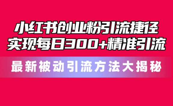 小红书创业粉引流捷径!最新被动引流方法大揭秘,实现每日300+精准引流