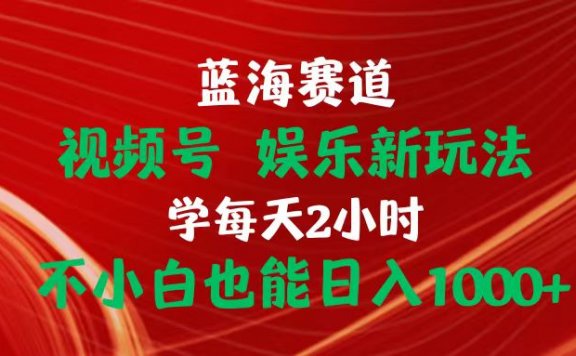 蓝海赛道视频号娱乐新玩法每天2小时小白也能日入1000+
