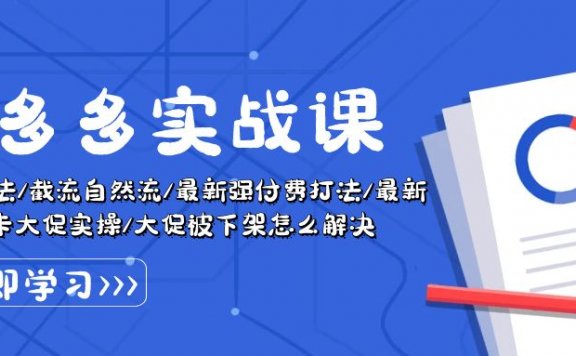 拼多多实战课：万人团玩法/截流自然流/最新强付费打法/最新原价卡大促被下架怎么解决