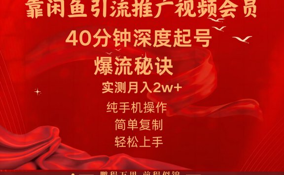 闲鱼暴力引流推广视频会员,能做到日入2W+,操作简单